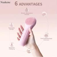 Cepillo eléctrico limpiador facial, exfoliante de silicona para el rostro, cepillo de limpieza facial para hombres y mujeres, cepillo de limpieza de masaje de vibración con temperatura constante recargable - details 3