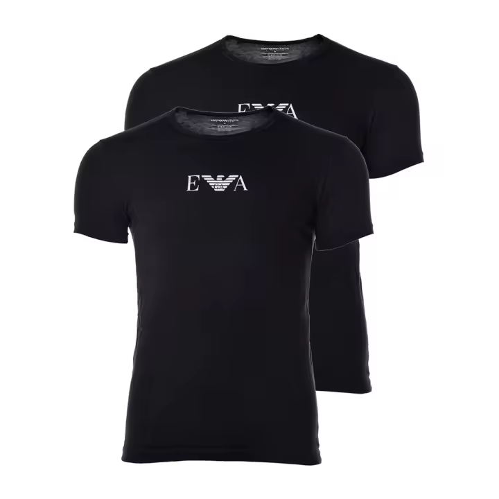EMPORIO ARMANI Camiseta de Hombre - Cuello Redondo, Media Manga, Algodón Elástico, Paquete de 2 - 1