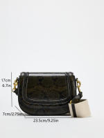 Bolso De Cruz Con Tapa De Flip Y Hebilla Magnética Y Estampado Decorativo De Serpiente Para Mujer Material De Cuero Sintético Y Lona Interior - details 8
