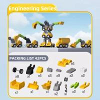Juguetes Educativos Para Niños Bloques De Construcción Grandes 35/40/42PCS Excavadora Vehículos De Tráfico Engineering DIY Bloques Para La Creación - details 9
