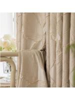 Cortina De Lujo Para Sala De Estar Y Dormitorio Con Patrón De Hojas Encajadas Y Bloqueo De Luz En Beige 100% Poliéster Para Villa - details 0