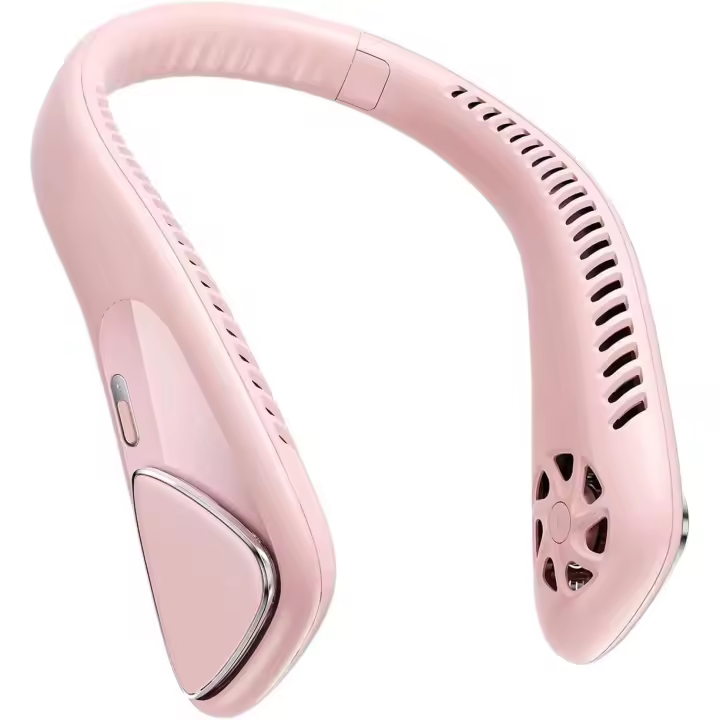 Ventilador de Cuello recargable por USB, portátil, Manos libre, sin Hojas, con diseño de auriculares, Tres velocidades para la Mujer y Hombre (Rosa) - 1