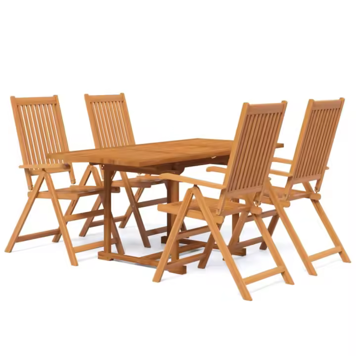 vidaXL Juego de comedor de jardín 5 piezas madera maciza de acacia - 1