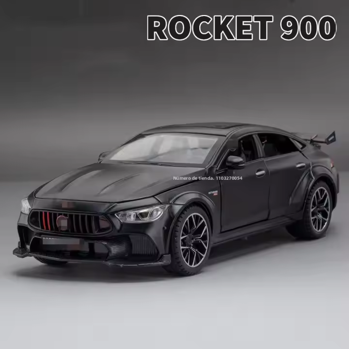 Coche De Juguete De Aleación De Metal 1/24 ROCKET 900 Con Llantas De Goma Interior Simulado 6 Puertas Abatibles Regalo Para Niños - 1