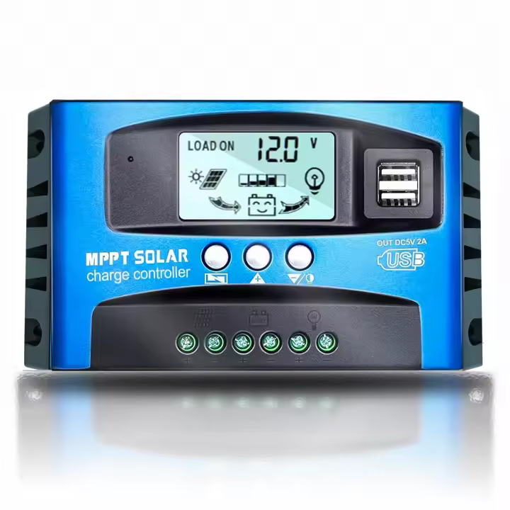 Controlador De Carga Solar POWLSOJX 60/80/100A 12V 24V Con Pantalla LCD Dual USB Regulador De Placa Solar Con Carga Automática Y Carga De Carga - 1