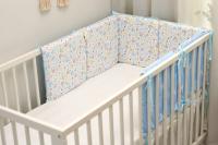 LALA - Juego de ropa de Cama para Cuna de Bebe, barandilla Anticolisión de Algodón de dibujos animados, Conejo Azul 30*30*6, extraible y lavable. - details 0