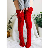 Medias De Lana Para Mujer Calentadores De Pie Moda Otoño Invierno Acrílico Medias Hasta La Cadera Color Sólido Paquete De 2 - details 2