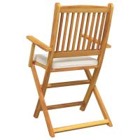 Sillas de jardín plegables vidaXL con cojín blanco 2pcs de madera de acacia maciza - details 4