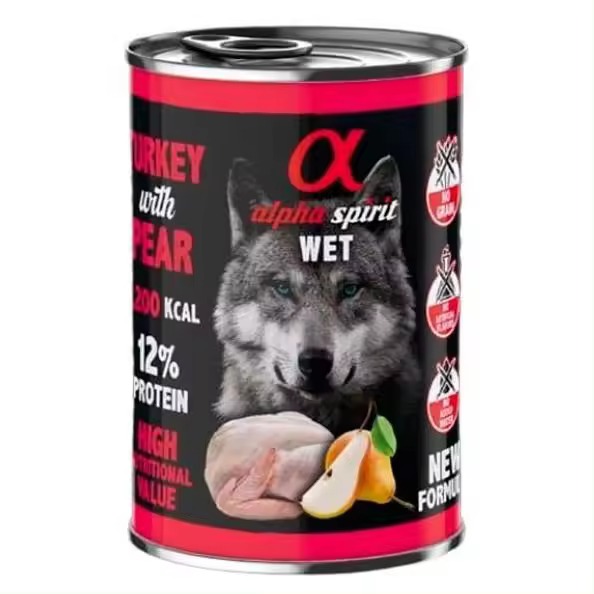 Alpha Spirit Pavo con Pera Perro Latas  Comida Húmeda para PerrosAlpha Spirit Pavo conPera - 1