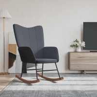 vidaXL Silla mecedora de terciopelo y PVC en color Gris claro/Gris oscuro | cómodas modernas ergonómicas para comedor cocina salón hogar - details 1