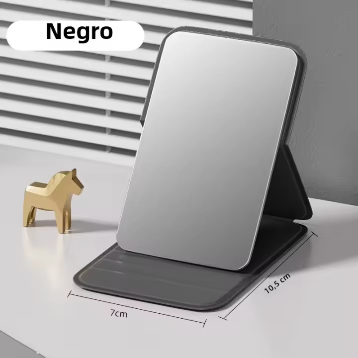 Espejo De Maquillaje Mini Plegable Para Mujer De Alta Calidad Portátil De Bolsillo Con Mango Sólido Creativo Para Mesa - 1