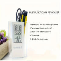 Soporte Para Bolígrafo Multifuncional De Plástico Con Calendario Alarma Y Termómetro Pantalla Grande Recargable Para Viajes - details 1