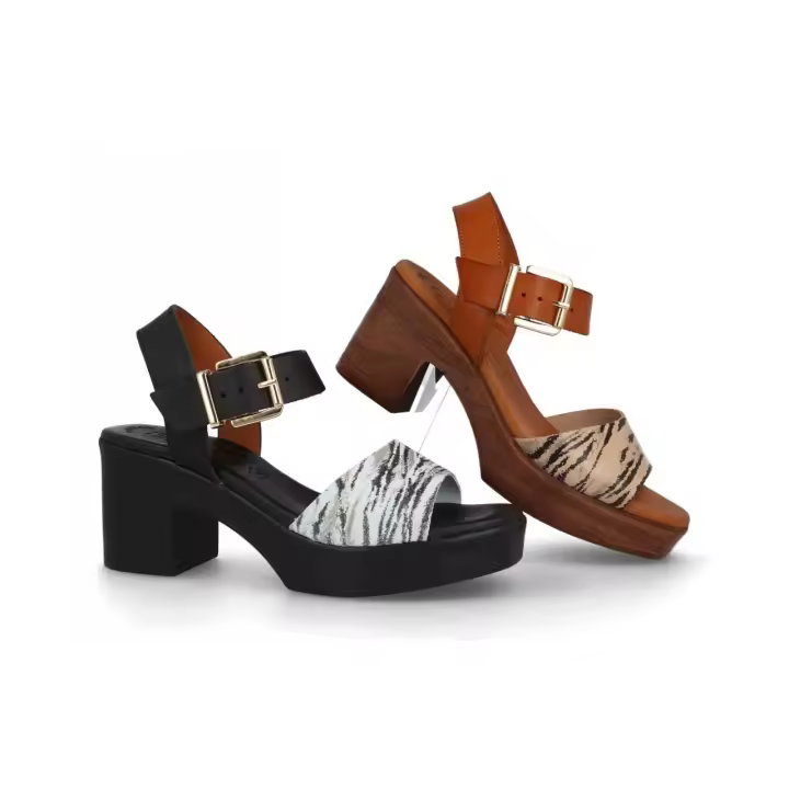 5668 - BDA SANDALIAS DE TACÓN   COLORES : NEGRO , CUERO  TALLAS : 35 AL 41  CORTE EXTERIOR : PIEL  FORRO INTERIOR : PIEL  PLANTILLA : PIEL / GEL    ALTURA TACÓN / CUÑA : 7 CM.  PISO : SINTÉTICO - 1