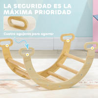 AIYAPLAY Escalada para Niños de Madera 2 en 1 Arco de Escalada para Niños de 18-48 Meses Balancín para Bebés Carga 50 kg 68x42x36 cm Natural - details 5