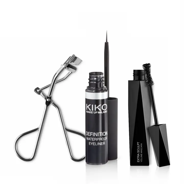 Pack rutina maquillaje KIKO MILANO eye set: Eyelash Curler + Extra Sculpt Volume Mascara+ Definition Waterproof Eyeliner - 1