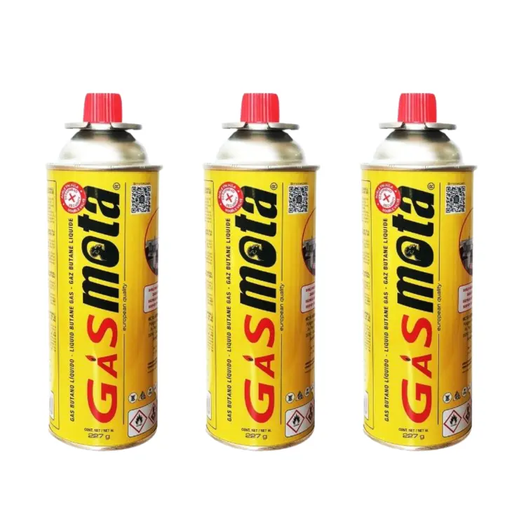 Cartucho Gas Camping MOTA 227g con Válvula de Seguridad | Pack 3 cartuchos Gas  | Compatible con Soplete y Cocina Portátil, Gas Eficiente y Seguro - 1
