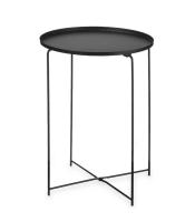 ARISE SHOP-Mesa auxiliar redonda, mesa de bandeja de metal, mesa auxiliar de 47diam blanco  y negro.47x51cm - details 0
