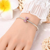 925 Plata Esterlina Romántica Rosa 26 Letras DIY Encantos Bolas Adecuadas Para Pulseras Pandora Joyería Fina Regalo De Cumpleaños - details 13