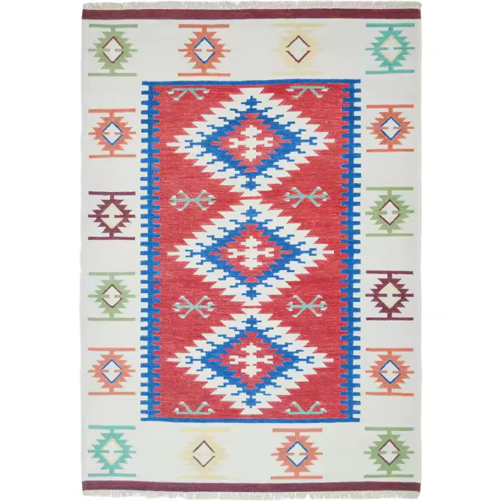 Ottoman Empire  - Alfombra Kilim India de lana  para decoracion salon , dormitorios , estilo moderno , boho ,  juvenil - 1