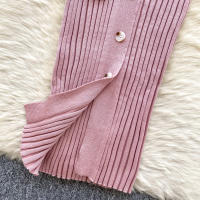 Vestido De Punto Para Mujer REALEFT Otoño Invierno Con Cinturón Cuello Polo De Mano Sola Manga Larga Ajuste Cintura Alta Vestido De Trabajo - details 27