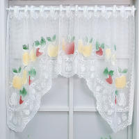 Cortina De Encaje Blanca Nórdica Con Patrón De Frutas Media Para Cocina Y Café Valance Para Ventana Pequeña Baño Estilo Pastoral - details 0