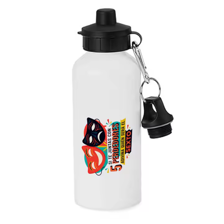 MERCHANDMANIA Bidón deportivo 600 ml acero inoxidable con chupón frase incomoda verdad consejo amistad amigos botella escolar deporte bicicleta - 1