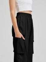 Women's Casual Workwear Sweatpants High-Waisted Loose Fit Solid Color with Belt And Pockets mid Waist Ankle-Length Polyester - details 8
