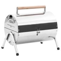 vidaXL Barbacoa de carbón de sobremesa acero inoxidable doble parrilla - details 0