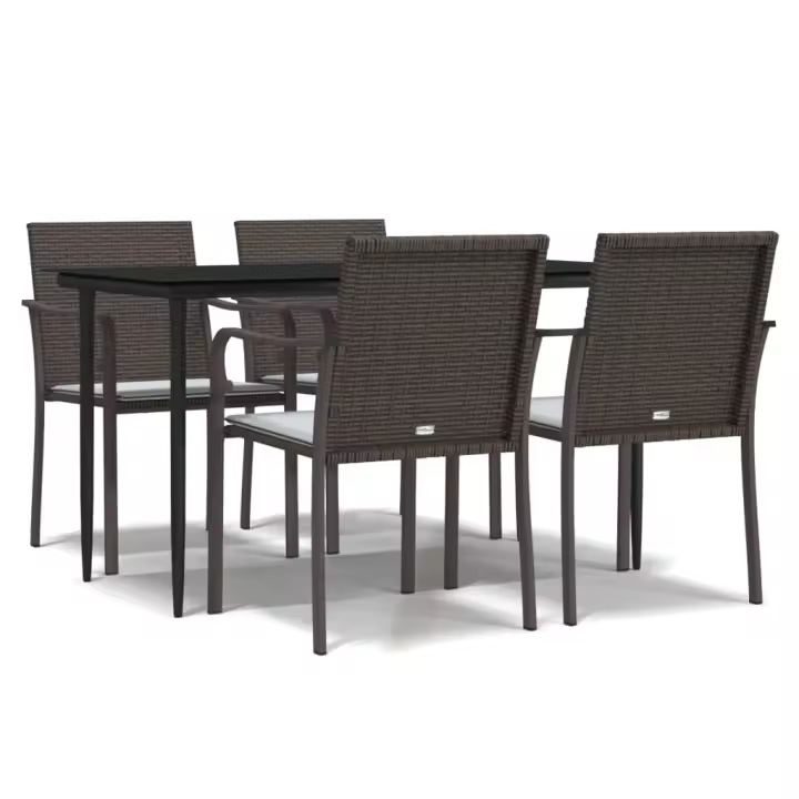 vidaXL Juego comedor jardín 5 piezas y cojines ratán sintético y acero - 1