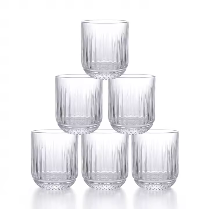 SANTA CLARA | Set 6 Vasos de Cristal Agua 270cc y 430cc Modelos Odiel y Orbel, Vasos de Vidrio con Relieve en Varios Colores, Aptos para Lavavajillas y Microondas - 1