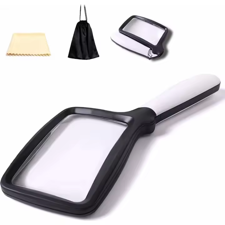 Lupa de Lectura plegable with 5 Luces LED 3 augmentos regulables Ideal Para Ver impresiones pequeñas, Libros, Baja Visión, Lectura fácil por la noche - 1