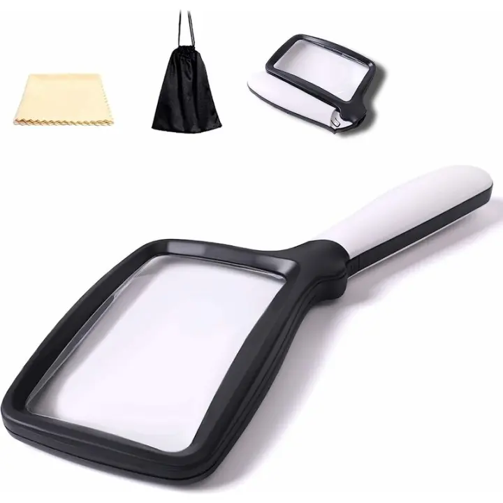 Lupa de Lectura plegable with 5 Luces LED 3 augmentos regulables Ideal Para Ver impresiones pequeñas, Libros, Baja Visión, Lectura fácil por la noche - 1