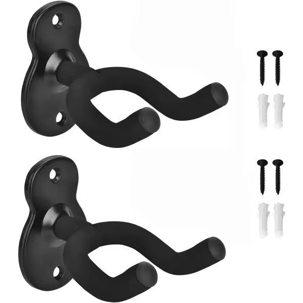 Paquete de 2 soports para Guitar, Ganchos para Exposición de Guitar Eléctrica, Acústica Clásica y Bajo (Negro) - 1