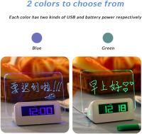 LED Digital Electronic Mini Table Clocks Calendar Temperature Plastic Glow Message Board Alarm Clock Home Bedroom Supplies (Blue,A) - details 4