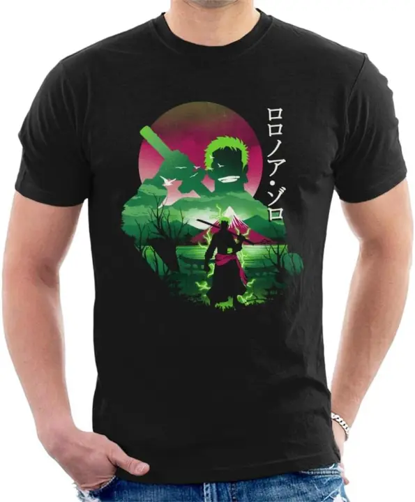 Camiseta para hombre de One Piece Zoro Kanji Silhouette - 1