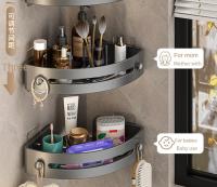 2PCS Organizador De Baño Estante De Ducha Plástico Sin Perforar Accesorios De Baño Estante De Almacenamiento Para Cocina Tipo De Instalación Soporte De Pared - details 5