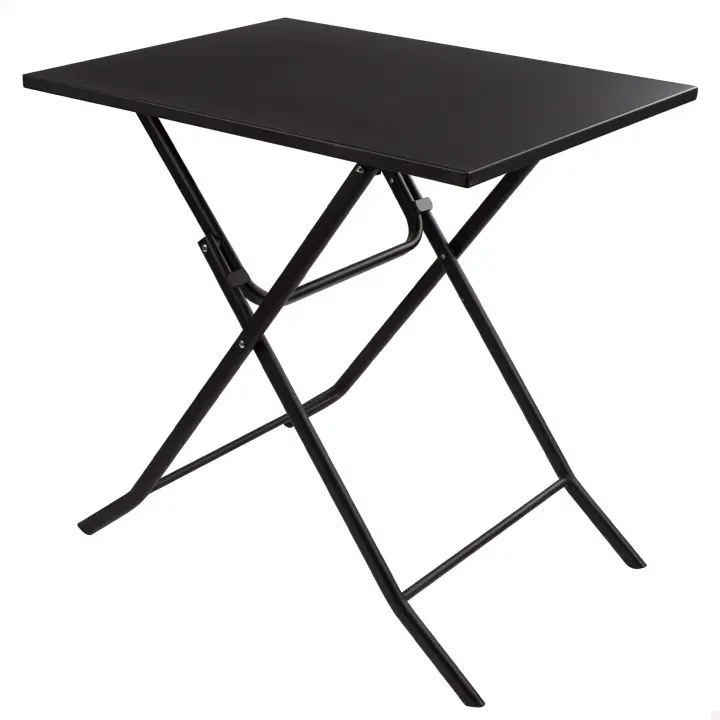 Aktive - Mesa rectangular plegable, color negro, 70x50x70 cm, para terraza o jardín, tablero abatible, para 2 personas, soporta 75 kg, uso interior y exterior, mesa auxiliar, estructura de metal resistente, mesa jardín rectangular, mesa auxiliar terraza - 1