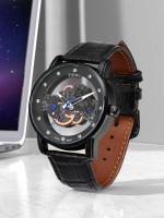 Reloj De Cuarzo TOMI Para Hombres Y Mujeres Reloj De Lujo Casual Con Diamantes Huecos Material De Correa PU Estilo Moda Y Casual - details 1