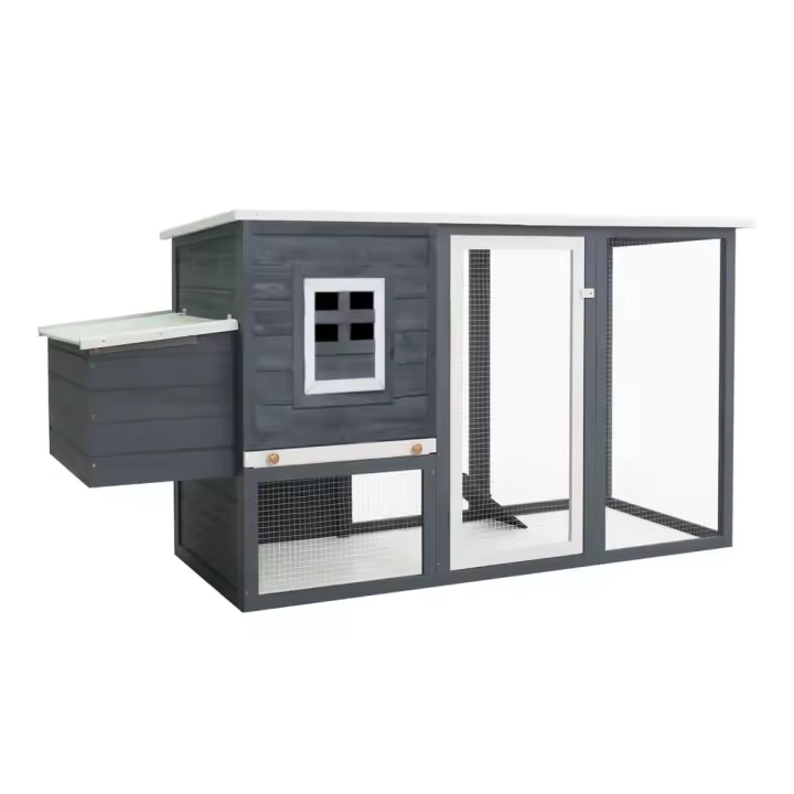 vidaXL Madera Gallinero con 1 Jaula para Huevos Animales Cerramiento Color Latón,  Gris,  Marrón y mas - 1