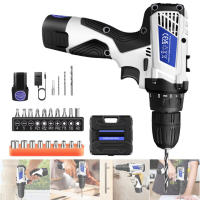 Kit de taladro inalámbrico con batería, kit de herramientas de destornillador eléctrico 2 en 1 de 45 N.m, portabrocas sin llave de doble velocidad de 3/8 pulgadas - details 4