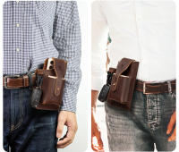 Bolsa De Cintura Para Hombre HUMERPAUL De Cuero Genuino Estilo Vintage Casual Porta Móvil Cigarrillos Bolsa Exterior Pequeña Holster De Anillo - details 1