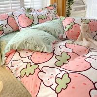 Funda De Edredón Y 2 Almohadillas Reversibles Con Patrón De Rabo De Conejo Fresa Y Flor Morada Estilo Moderno Para Cama De 1.5m/1.8m/2.0m/2.2m Conjunto De Ropa De Cama Cómoda Y De Venta Caliente - details 3