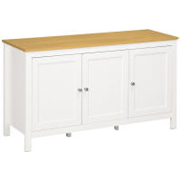 HOMCOM Aparador Armario de Cocina con 3 Puertas Buffet de Salón con Estantes Ajustables para Comedor Estilo Moderno 120x40x70 cm Blanco - details 0