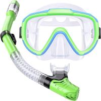 Zenyth Traje de snorkel para niños Gafas de Buceo de Vidrio Templado snorkel complete Seco EQUIPO DE Gafas de Buceo antivaho para niños y niñas Verde Claro - details 2