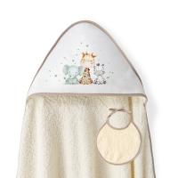 Interbaby capa de baño + babero rizo JIRAFA ELEFANTE de 1 metro x1 metro - details 2