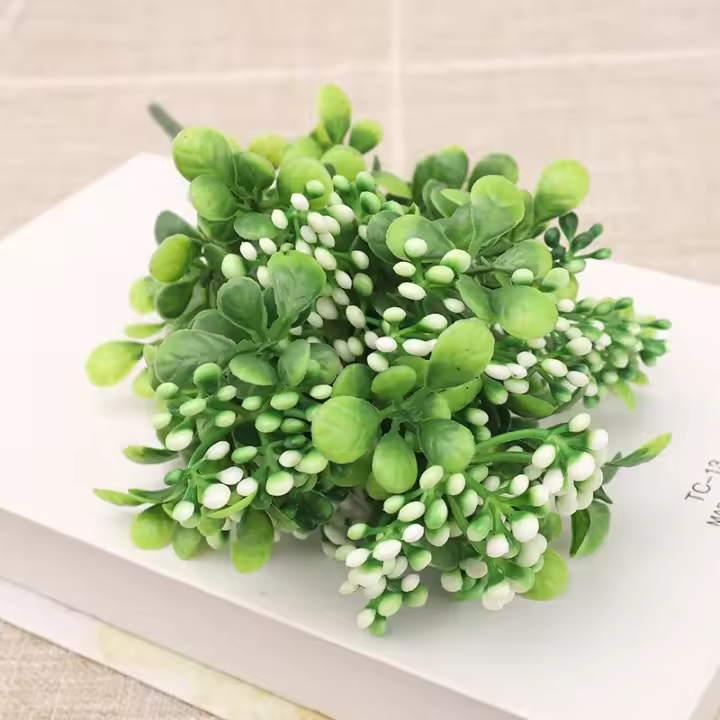 Ramo De Flores Artificiales Mini Berries Gypsophila Para Decoración De Casamiento Y Hogar Falsas Flores De Seda Para Arreglo Floral DIY - 1