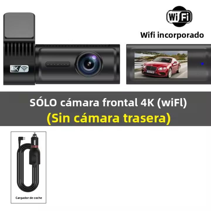 Cámara De Coche 4K 2160P Mini DVR Con Doble Lente Soporte WIFI GPS Registros De Video Negro Bocina Visión Nocturna Dashcam - 1