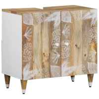 vidaXL Armario de lavabo para baño madera maciza de mango 62x33x58 cm - details 0