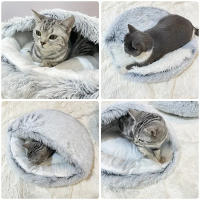 Cama De Gato Redonda De Peluche 2 En 1 Almohadilla Para Gato Casa De Gato Saco De Descanso Para Perro Pequeño Tamaño S/M/L Colores Variados - details 10