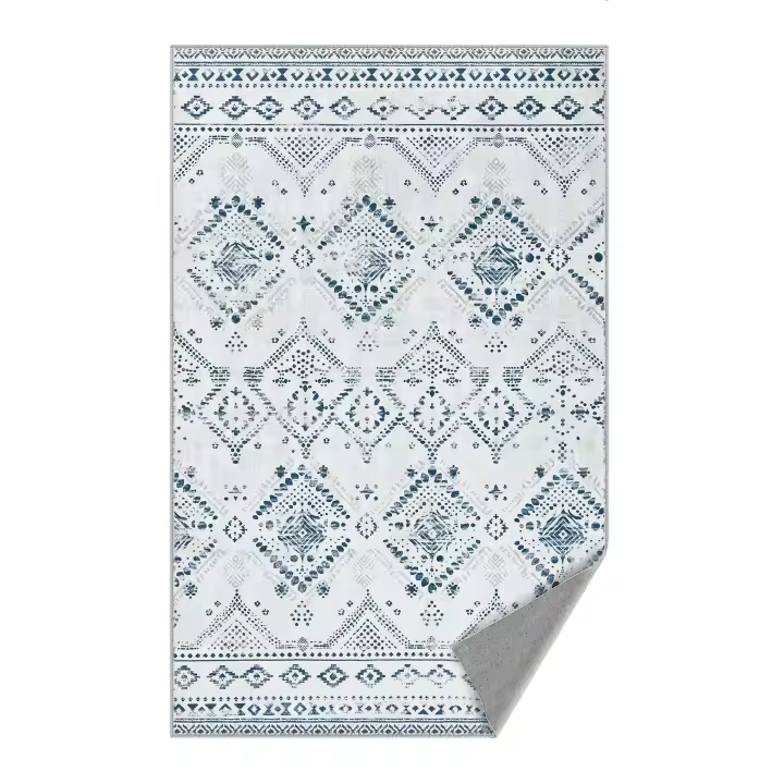 SONGMICS HOME Alfombra, 91 x 153 cm, Alfombra Antideslizante, Decoración del Hogar, para Salón, Dormitorio, Lavable a Máquina, Estilo Moderno, Azul Medianoche - 1